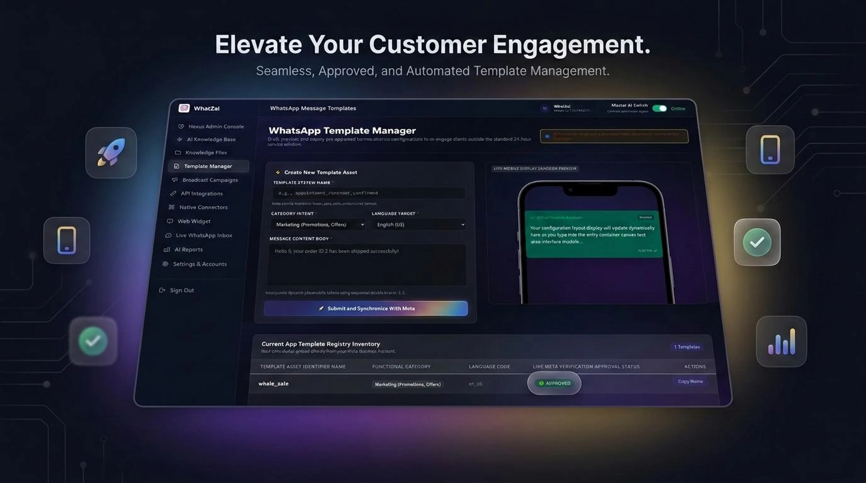 WhatZAI Meta Template Manager - Dynamic WhatsApp Message Templates with Multi-Language Approval